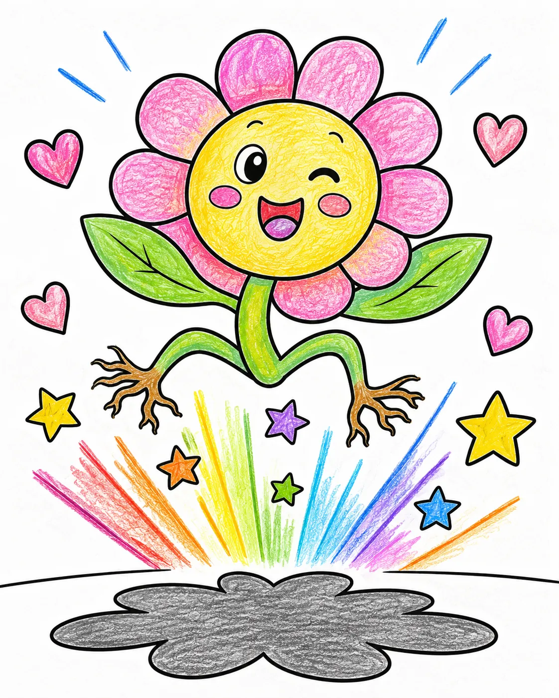 Die Blüte springt über ihren eigenen Schatten
