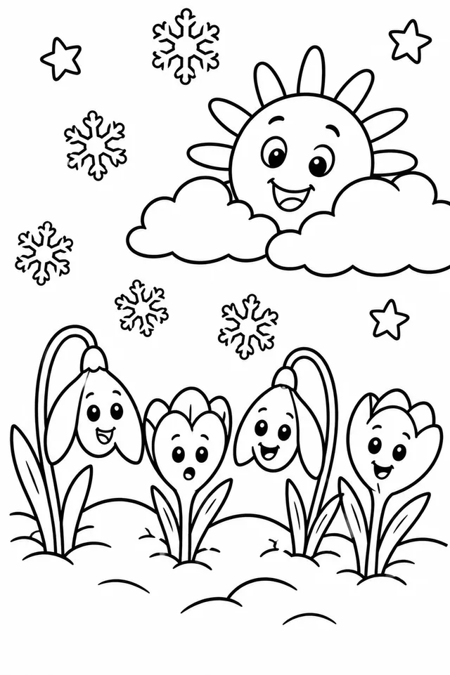 Die Frühlingsblumen brechen durch den Schnee