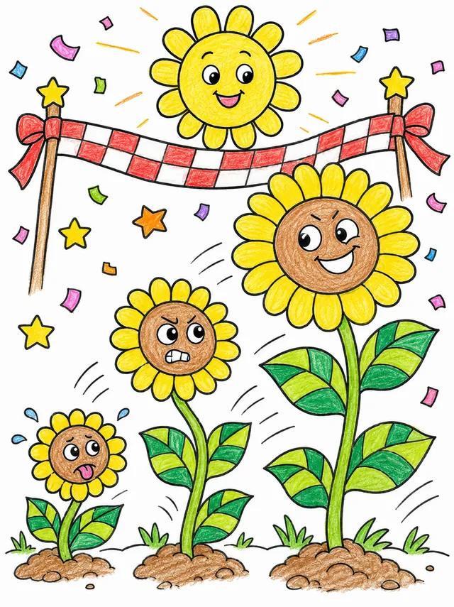 Die Sonnenblumen im Rennen zur Sonne – So könnte es aussehen
