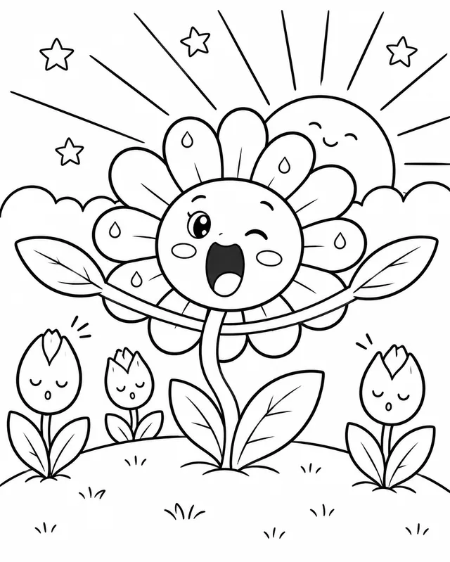 Die Blume macht ihr morgendliches Stretching