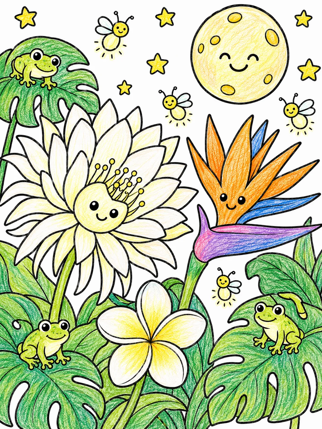 Tropische Blüten in der Tropennacht
