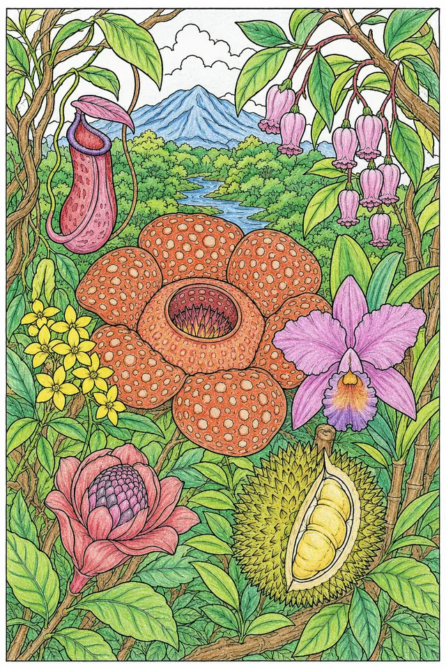 Borneo: Rafflesia/Nepenthes/Shorea/Amorphophallus/Dacrydium