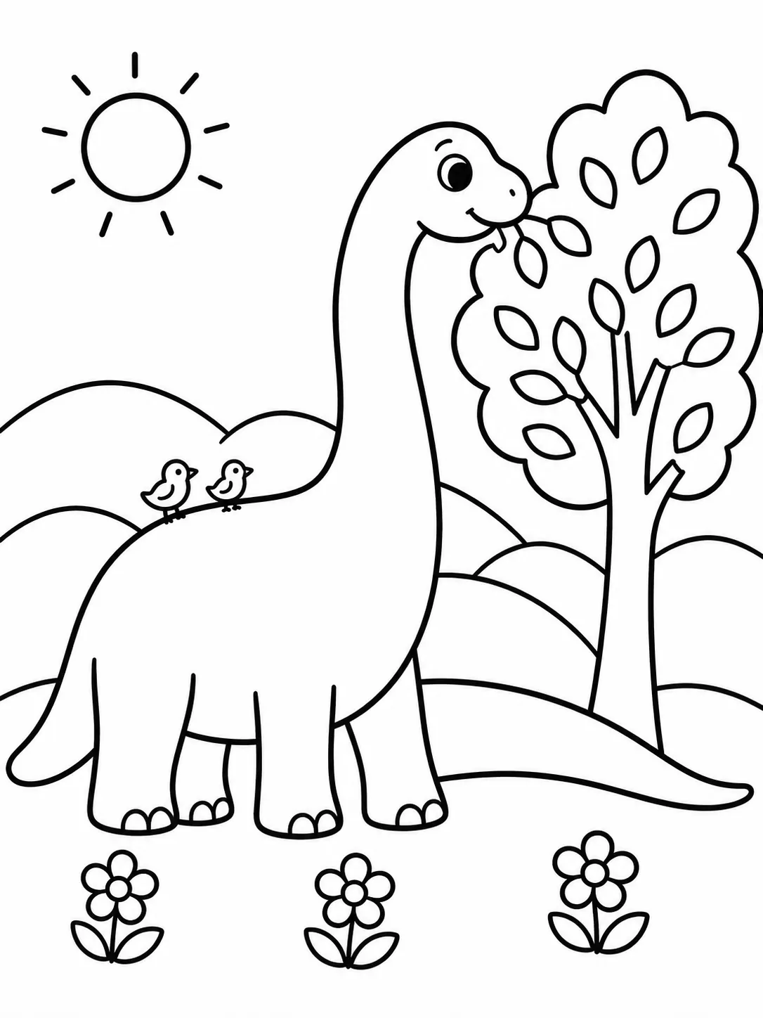 Brachiosaurus stretches its long neck to a tree