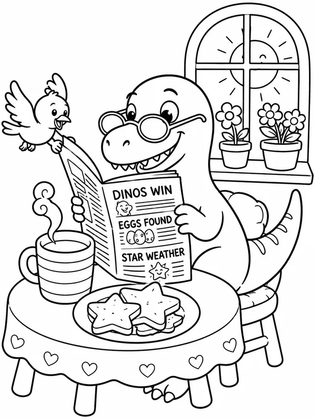 Der Velociraptor beim gemütlichen Frühstück