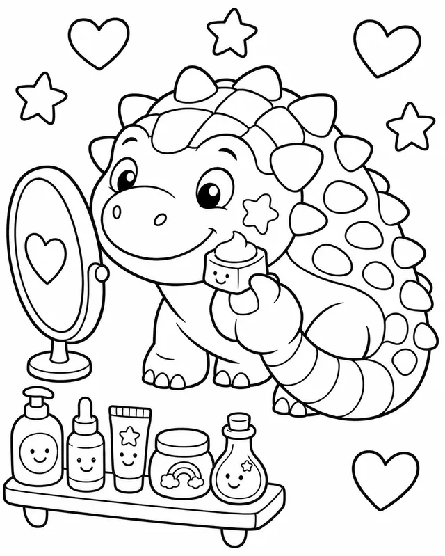 Der Ankylosaurus macht Morgen-Gesichtspflege