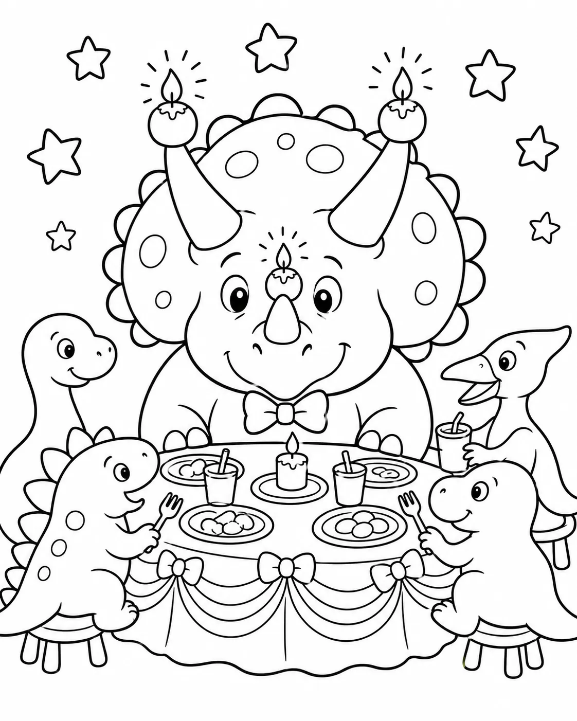 Runder Triceratops dient als lebender Kerzenleuchter mit Kerzen auf den Hörnern