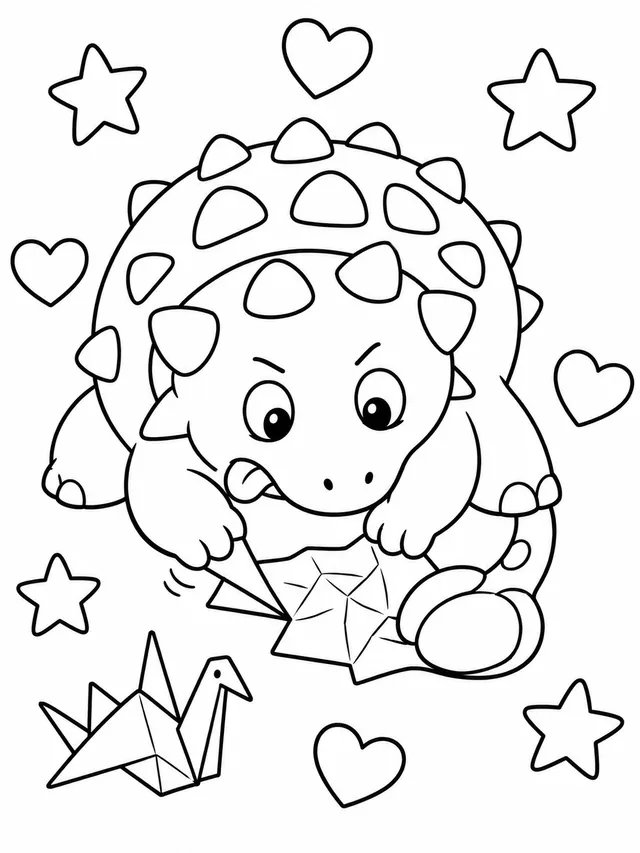 Der Ankylosaurus faltet Origami