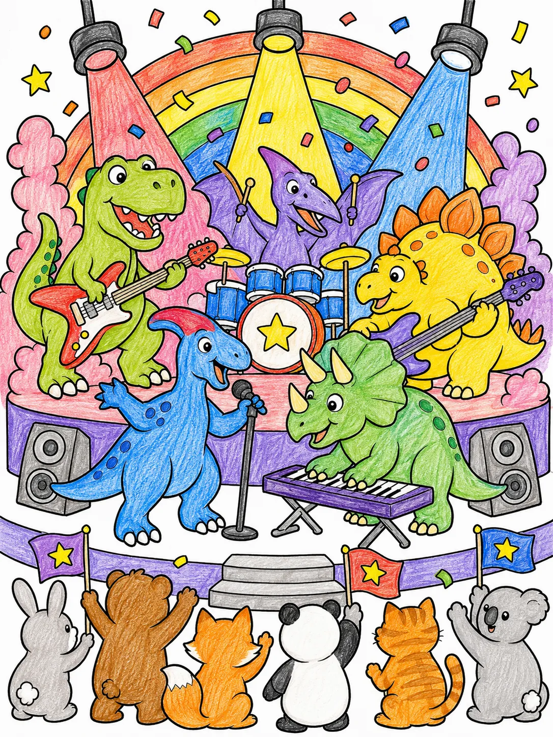 Die Dino-Rockband tritt auf