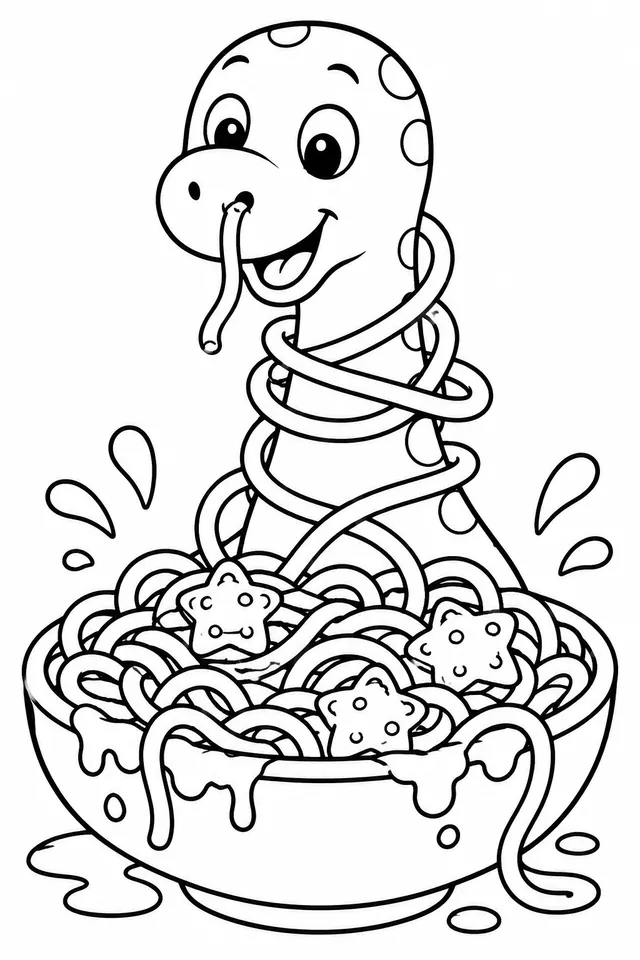 Der Baby-Diplodocus isst Spaghetti
