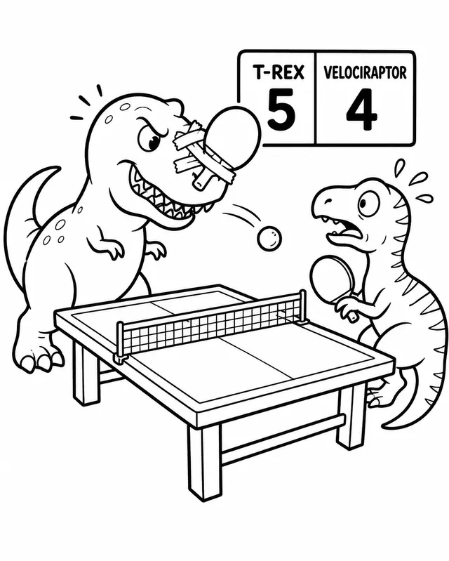 Der T-Rex spielt Tischtennis
