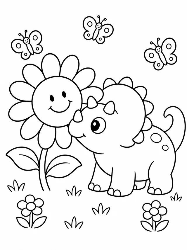 The Baby Triceratops and the Flower