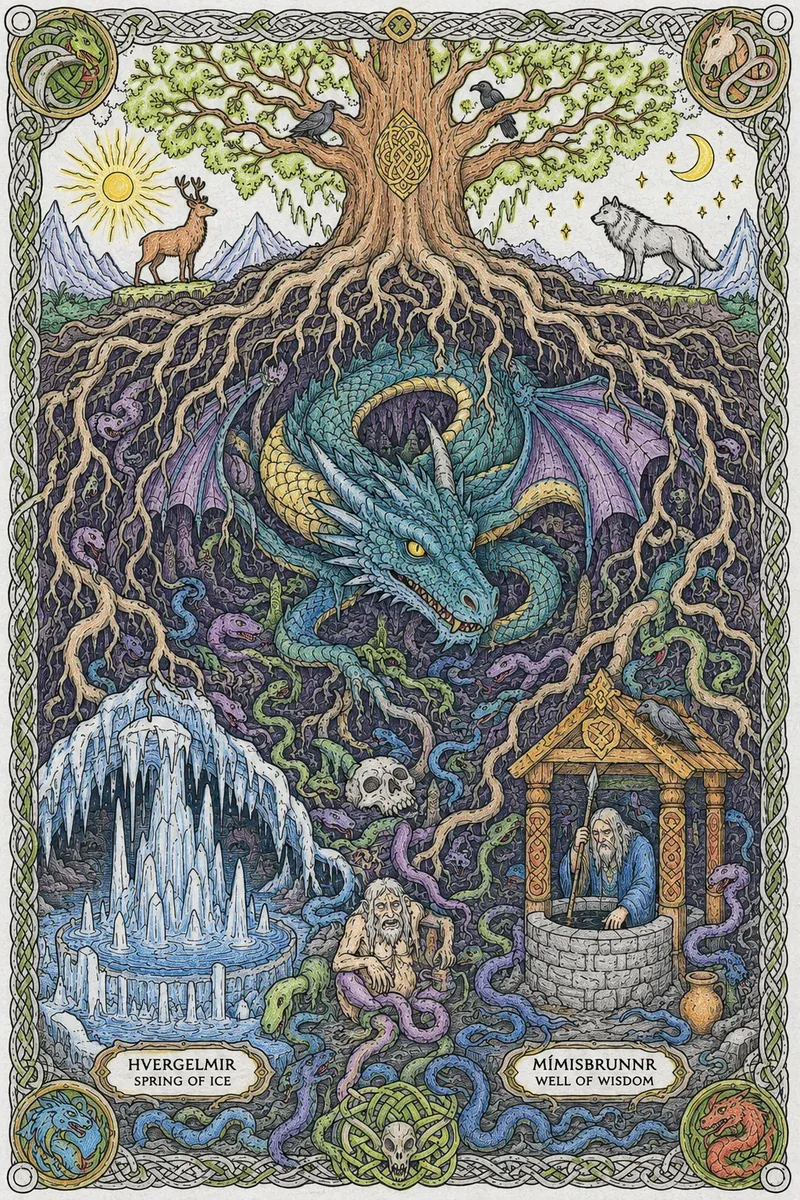Níðhöggr im Detail: Der Höllendrache und Yggdrasils Wurzelgeflecht