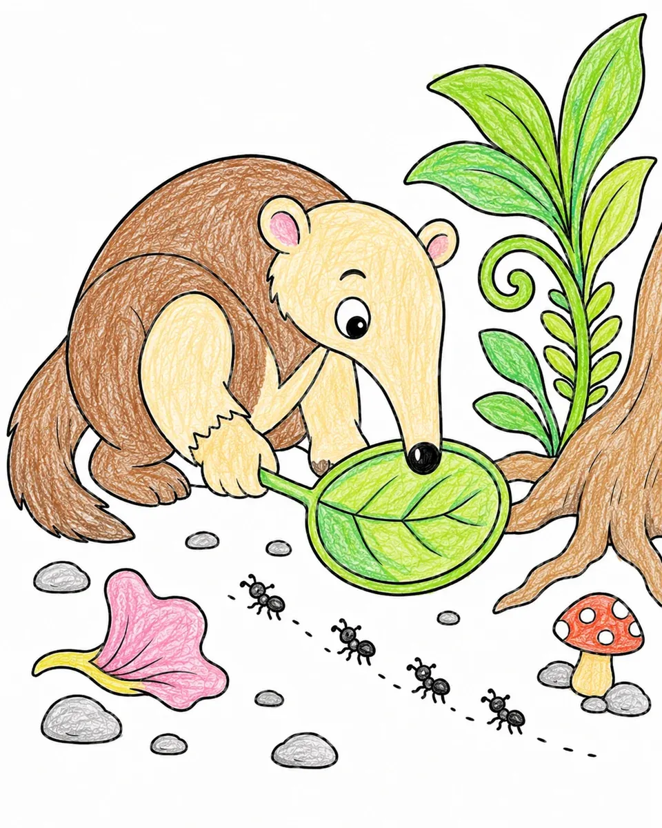 Ameisenbär mit Lupenblatt