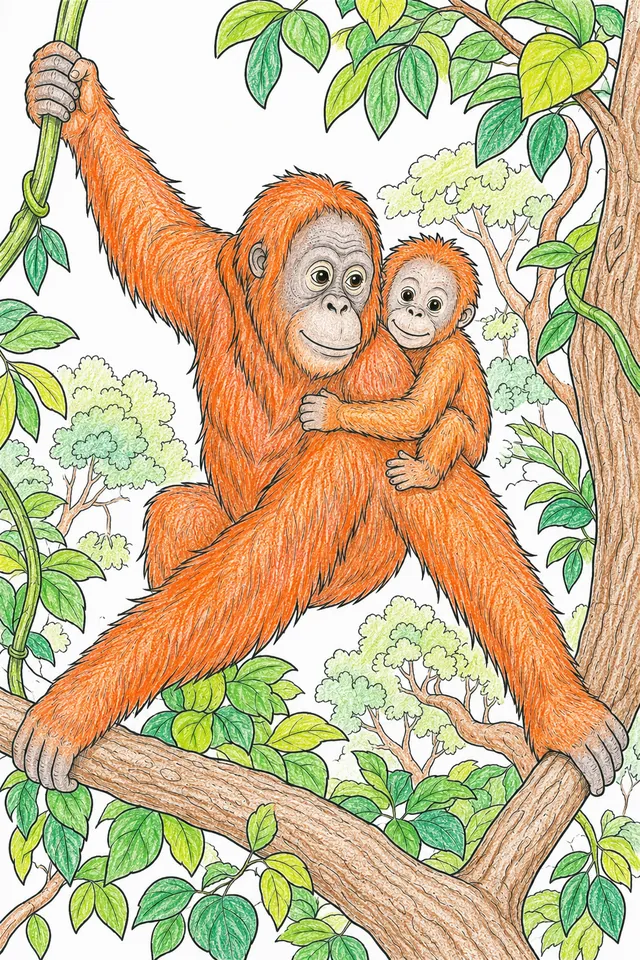 Borneo-Orang-Utan-Mutter schleppt Kind – So könnte es aussehen