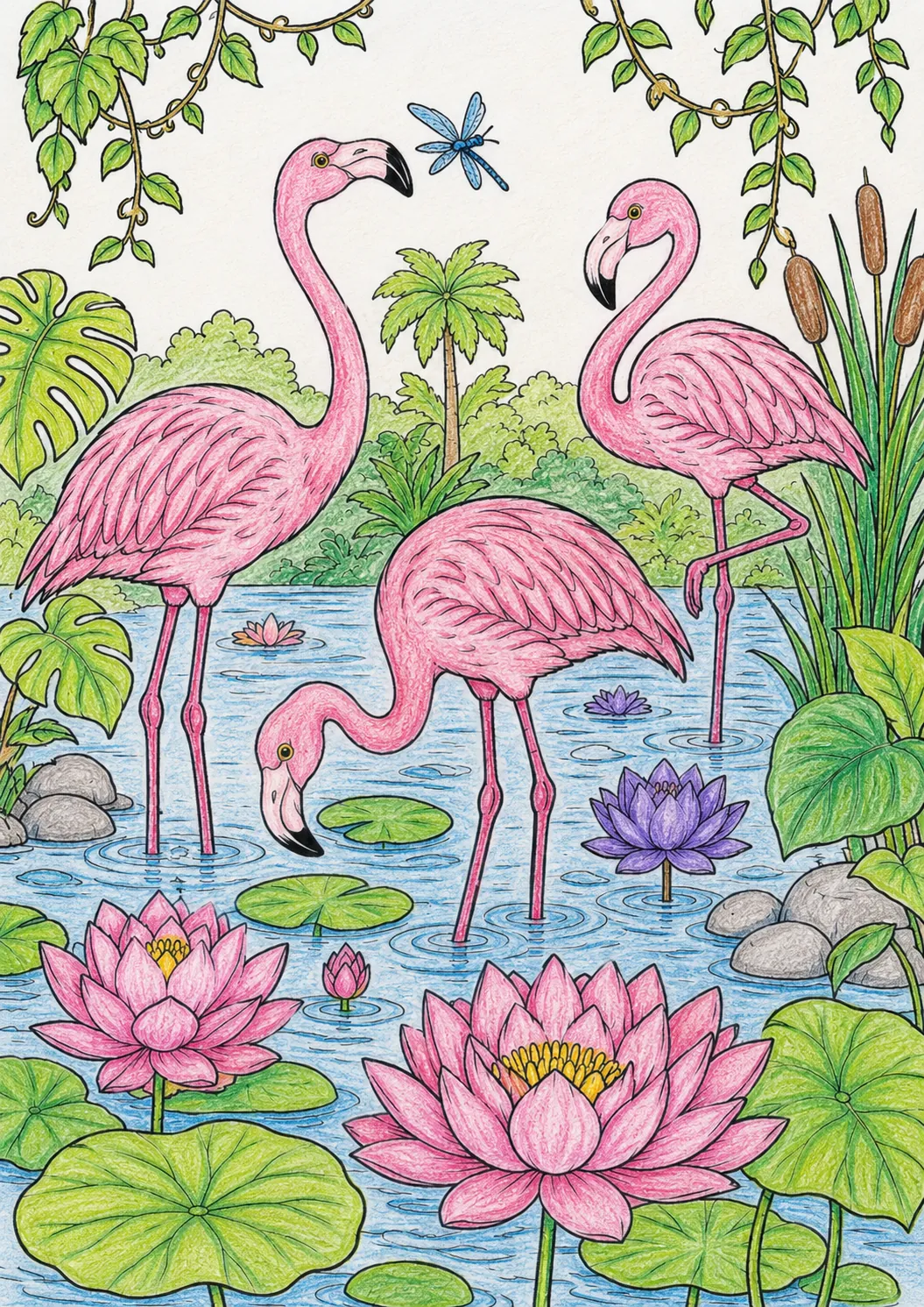 Flamingos im Lotussee