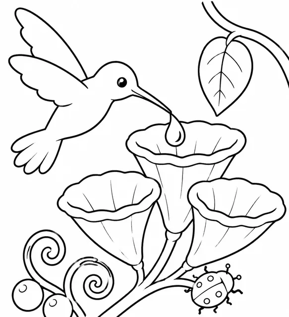 Kolibri füllt Blütentassen
