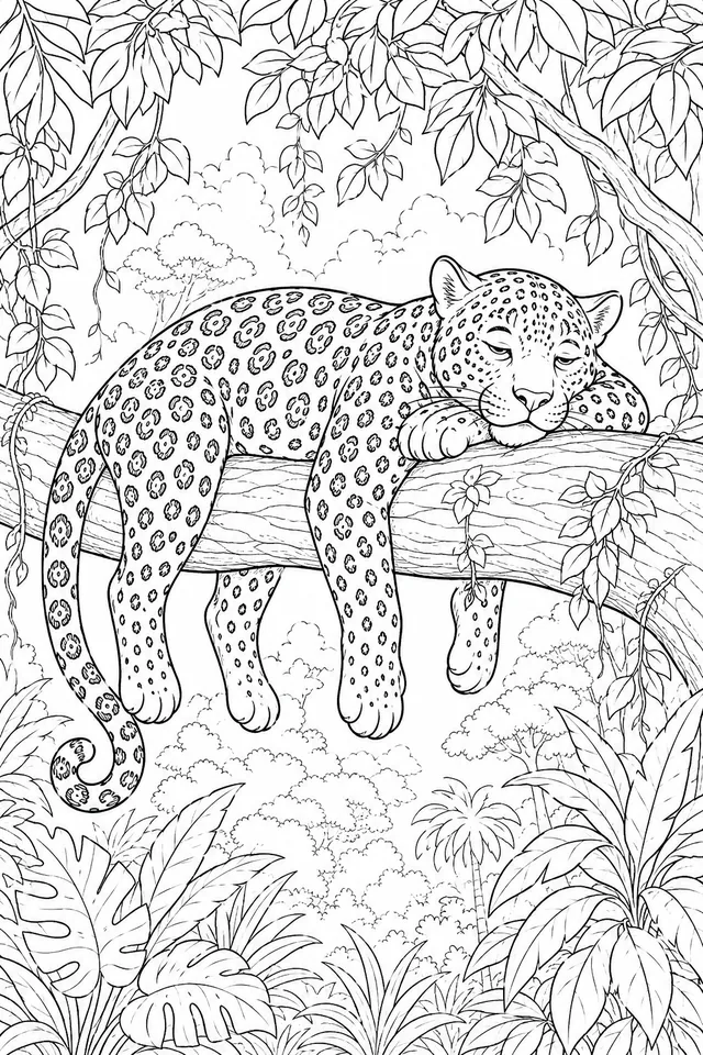 Leopard ruht im Baum im Schatten