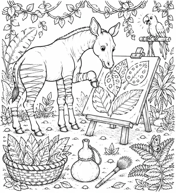 Okapi im Blätteratelier