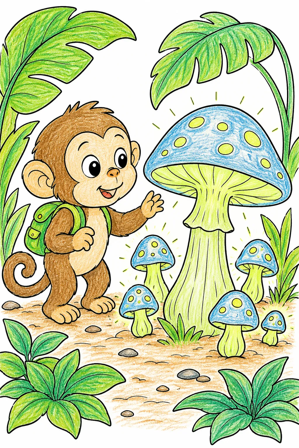 Dschungel-Pilz leuchtet nachts