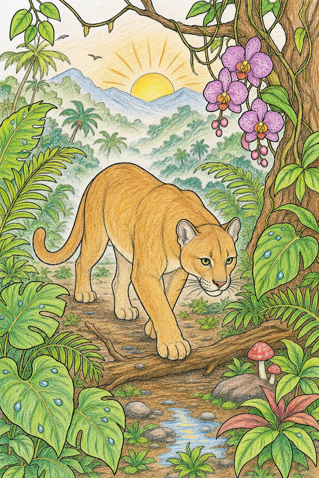 Puma im Nebelpfad