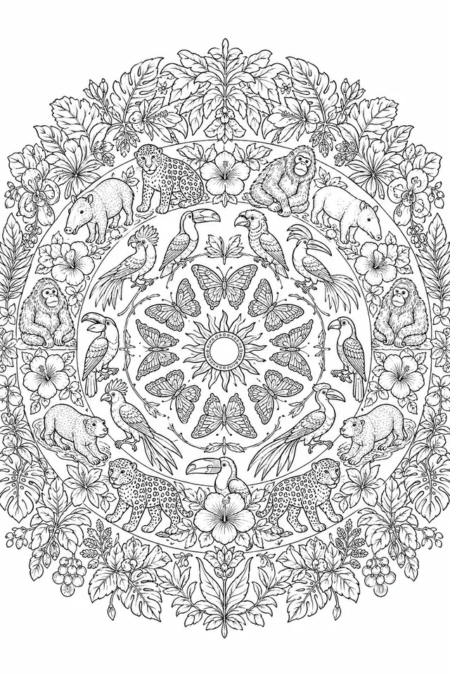 Tropenwelt-Tier-Mandala