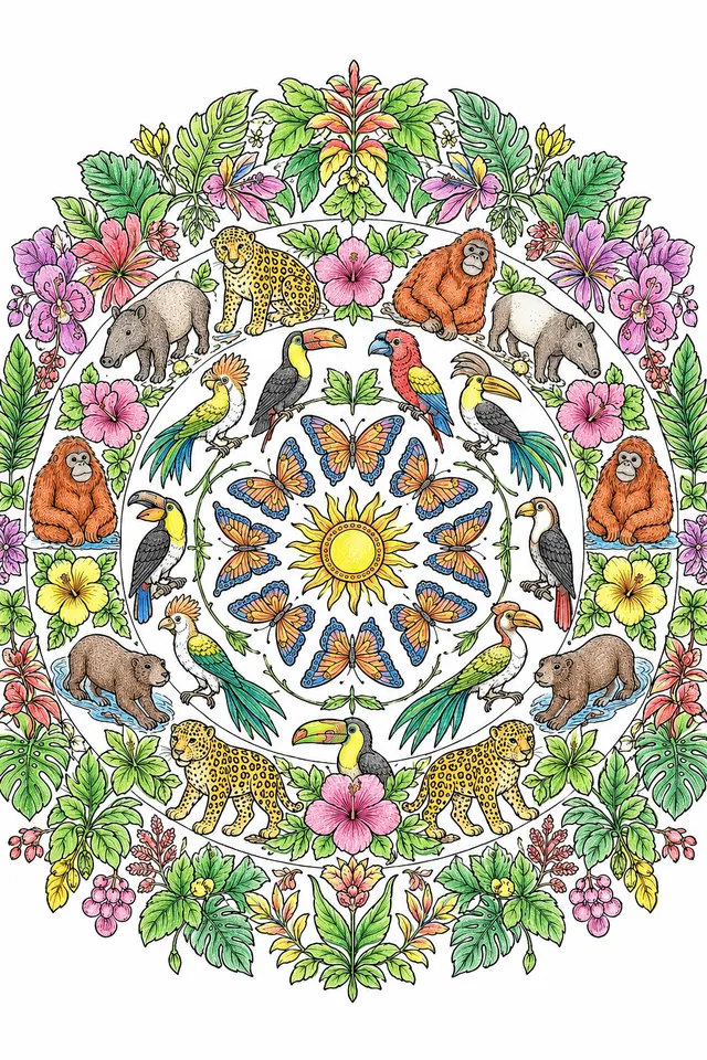 Tropenwelt-Tier-Mandala – So könnte es aussehen
