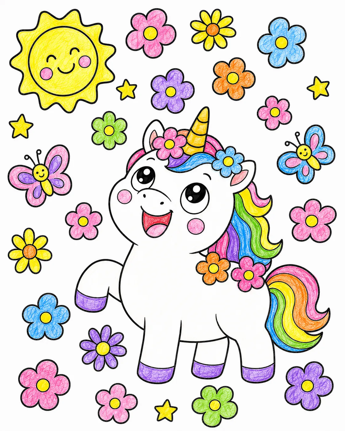 Das Einhorn im Blumenregen
