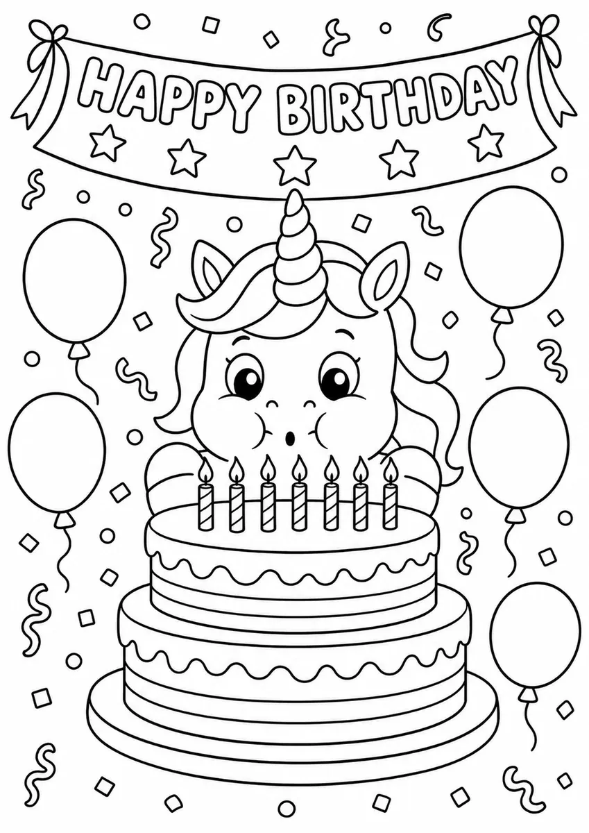 Einhorn feiert Geburtstag mit einer dreistöckigen Regenbogentorte
