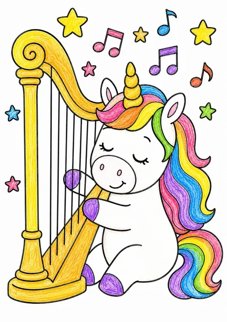Das Einhorn spielt die Harfe – So könnte es aussehen