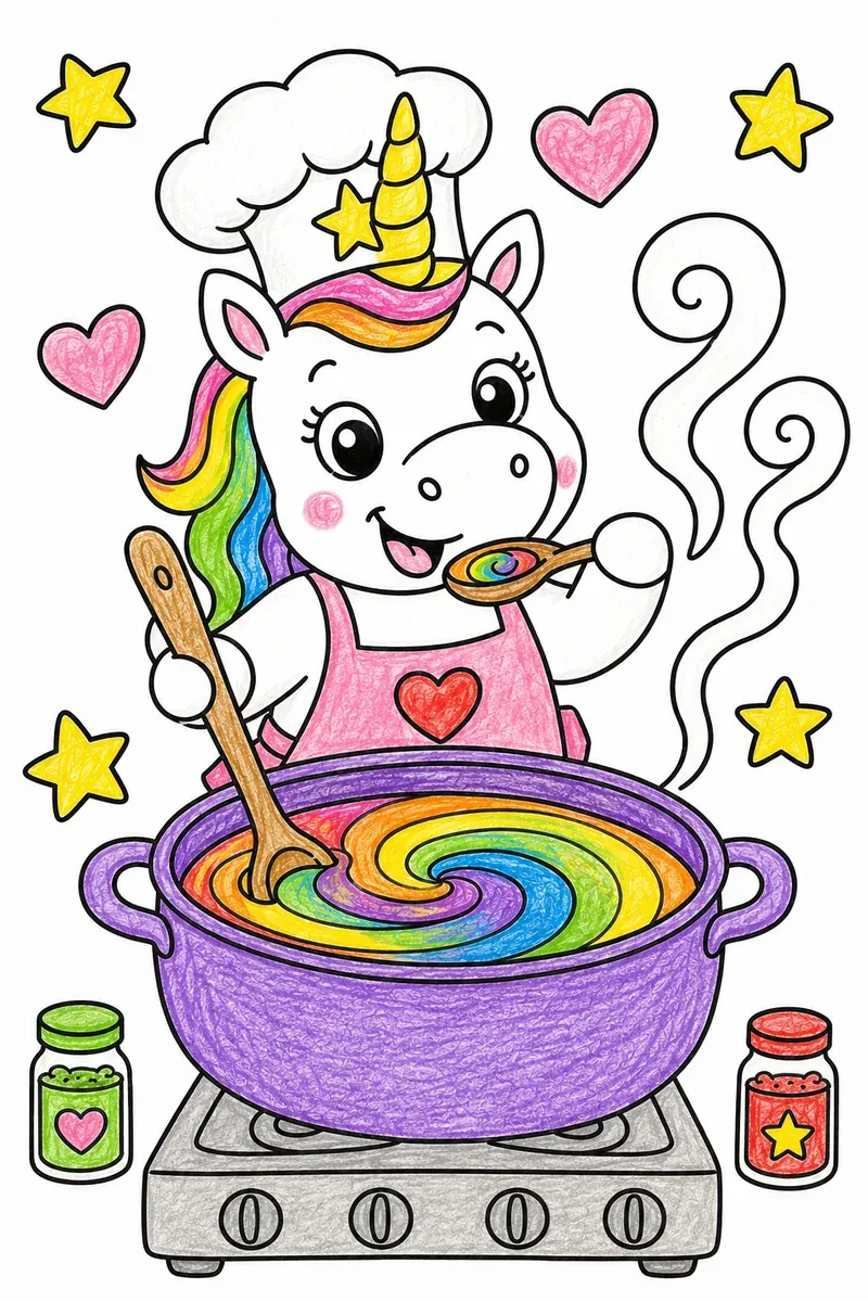 Das Einhorn kocht Regenbogensuppe