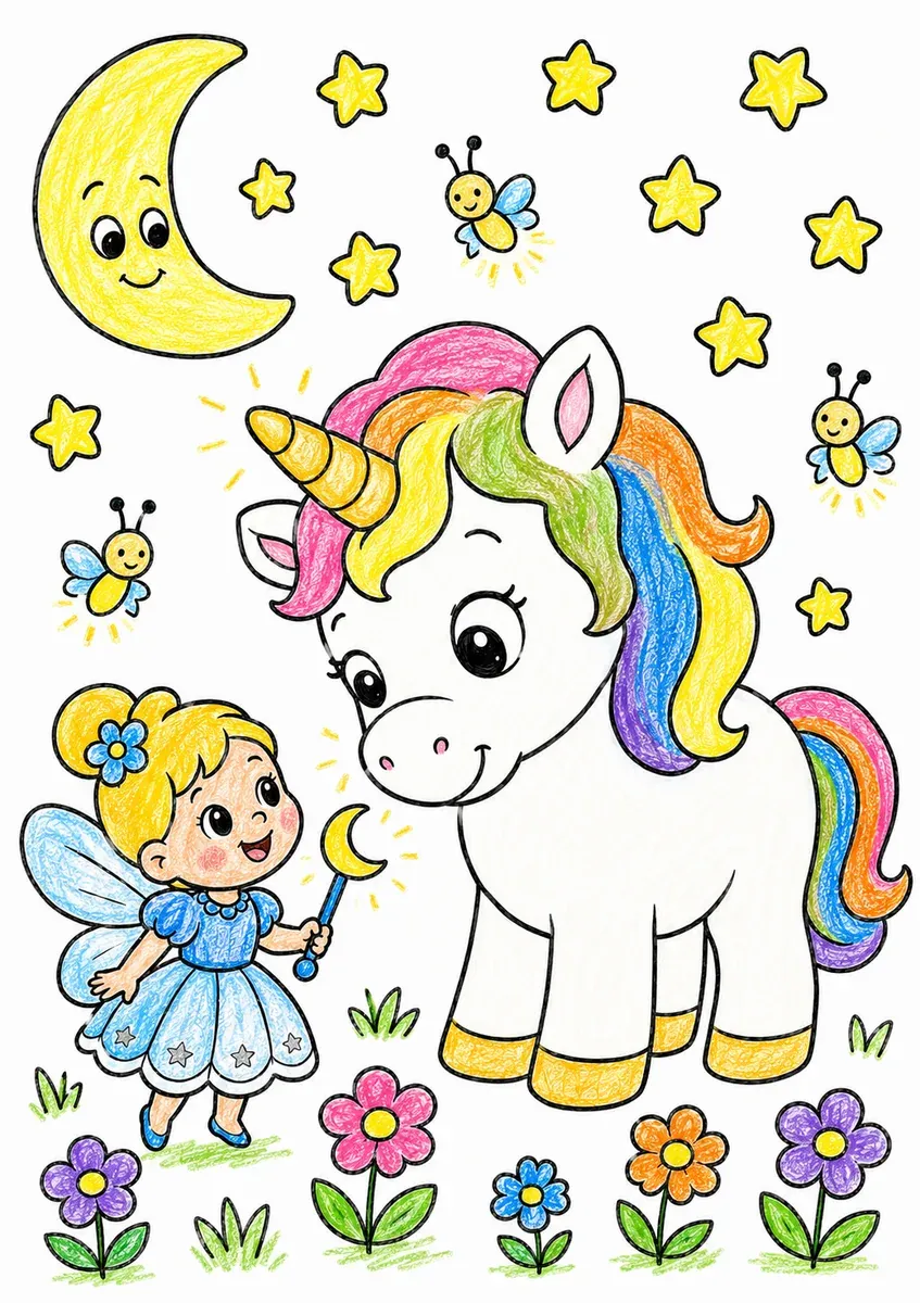 Das Einhorn und die kleine Mond-Fee