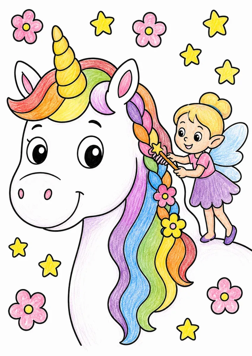 Die Einhorn-Mähne wird geflochten