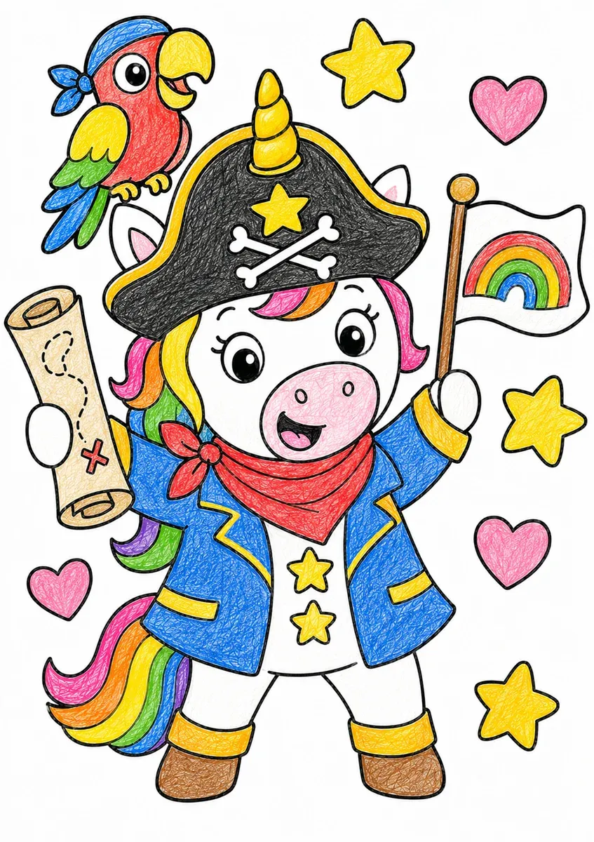 Das Einhorn als Piraten-Kapitän