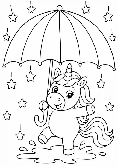 Das Einhorn mit dem Regenbogenschirm