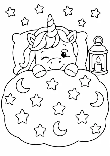 裹着星星毯子的独角兽