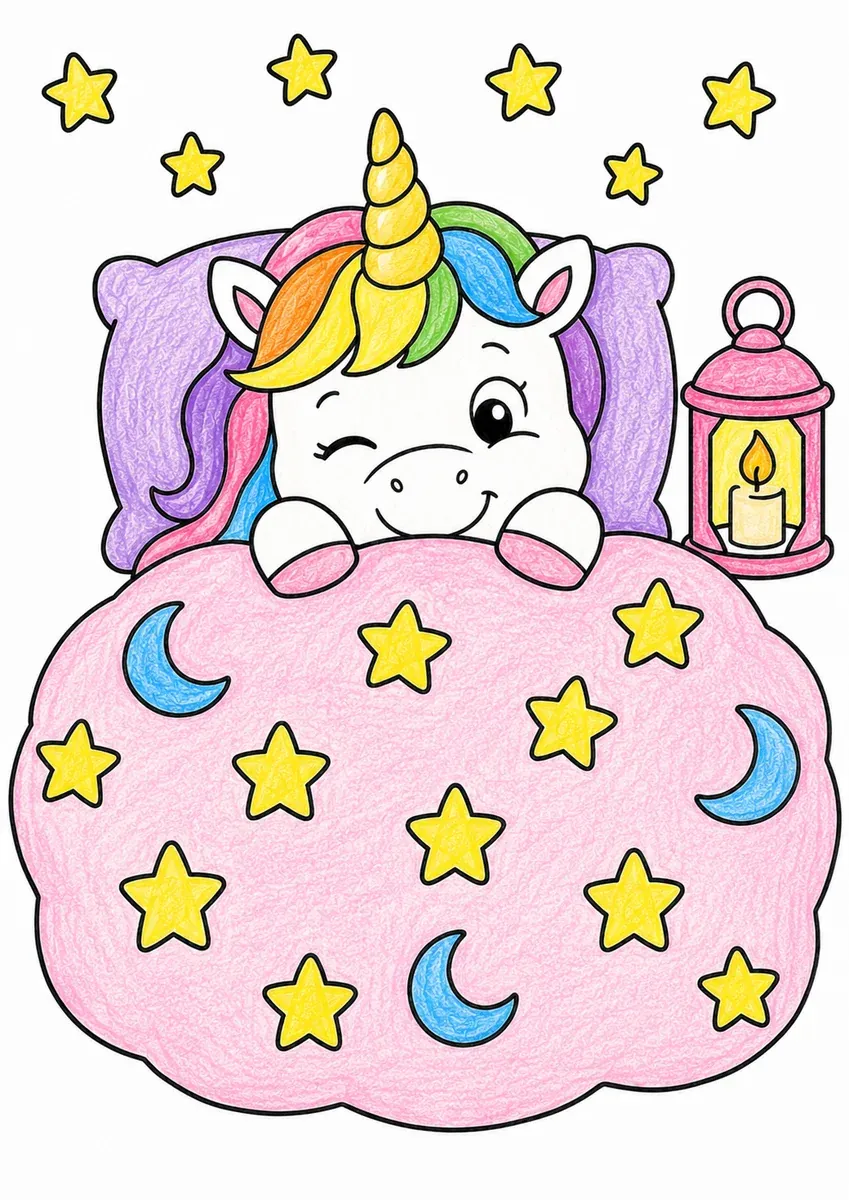 裹着星星毯子的独角兽