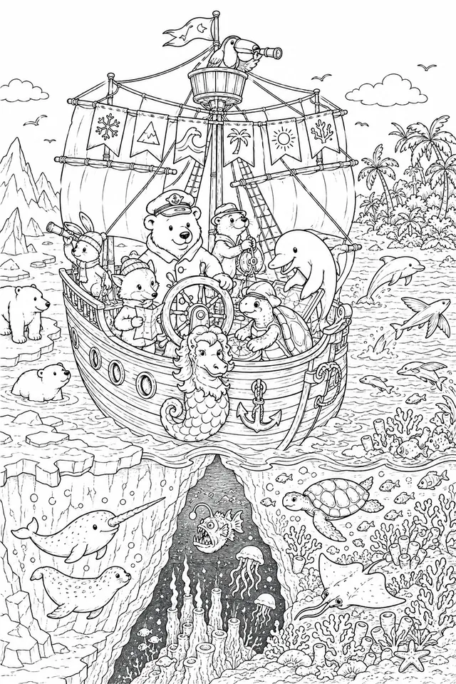 探险船驶过所有气候区的海洋