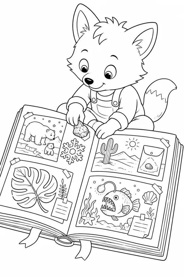 Kleines Kind sammelt Naturwunder im Buch