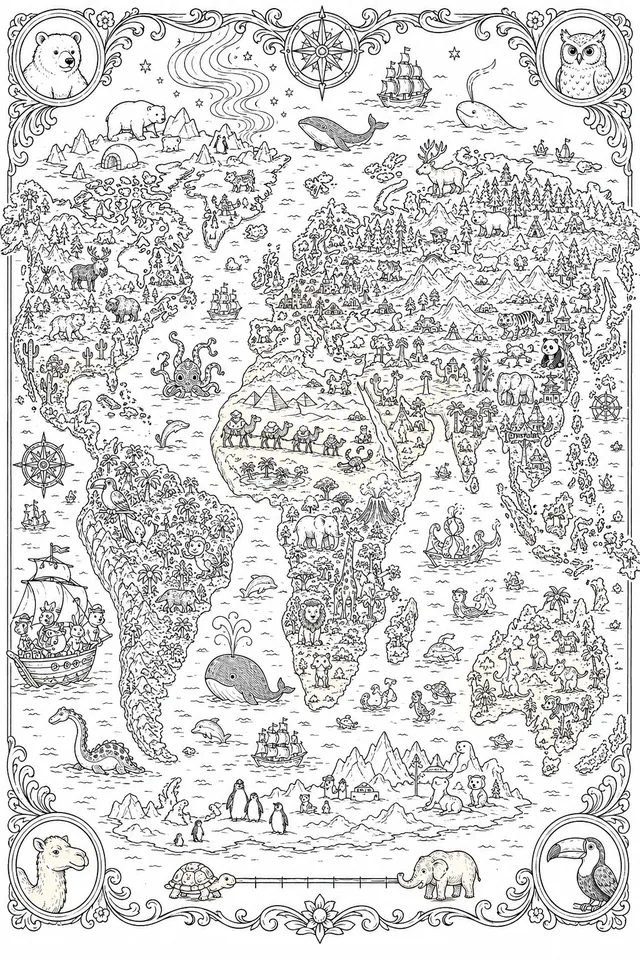 自然奇观图集作为Wimmelbild地图