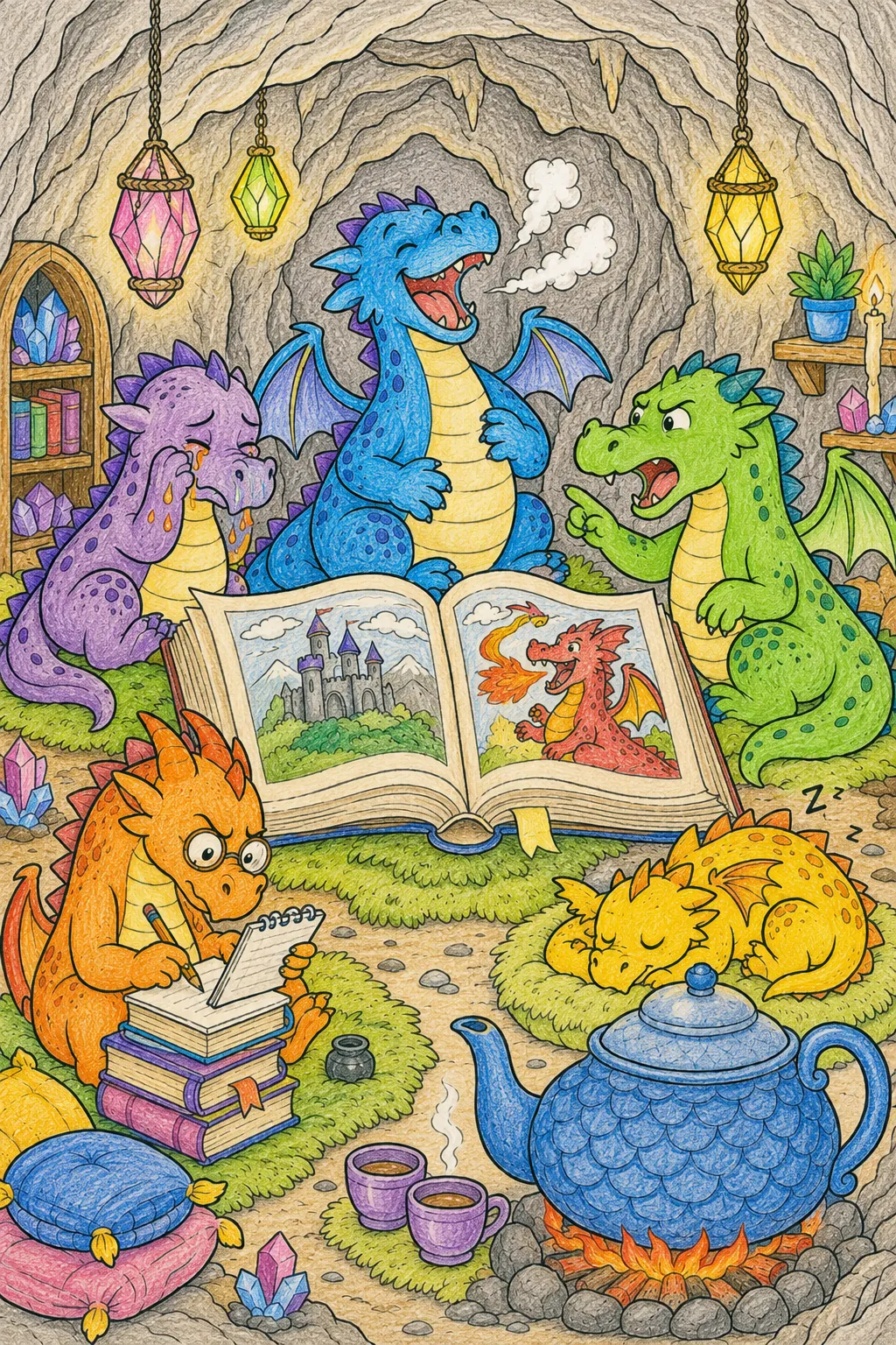 Drachen-Buchclub: Gemütliche Leserunde in der Höhle