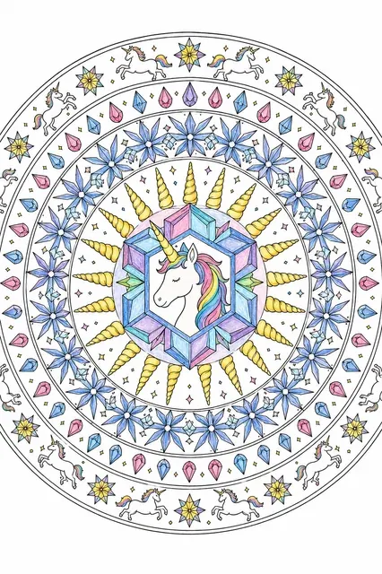 Einhorn-Kristall-Mandala: Geometrische Zauberformen – So könnte es aussehen