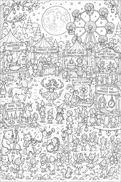 Elfenwald-Jahrmarkt beim Vollmond — Große Festszene