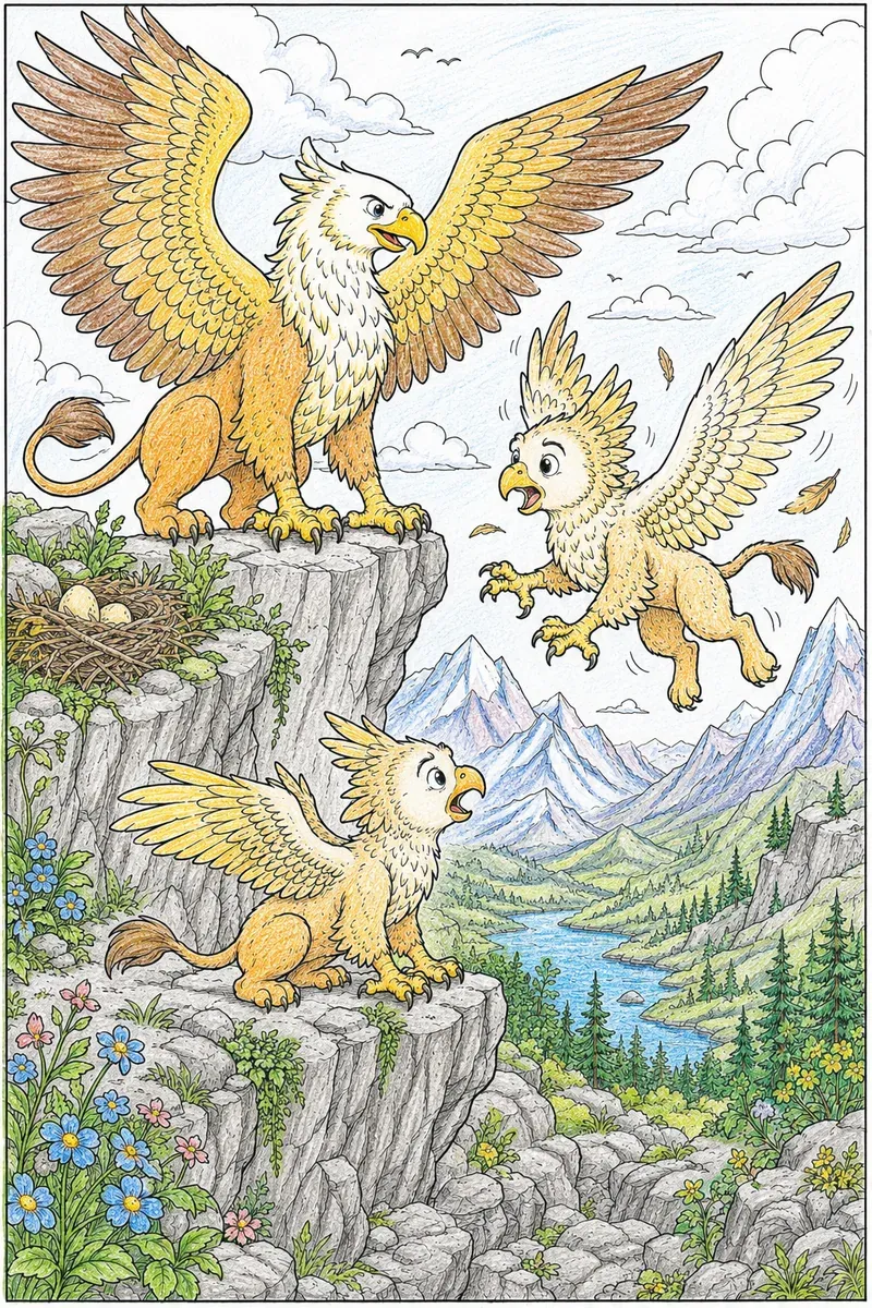 狮鹫教幼崽第一次飞翔