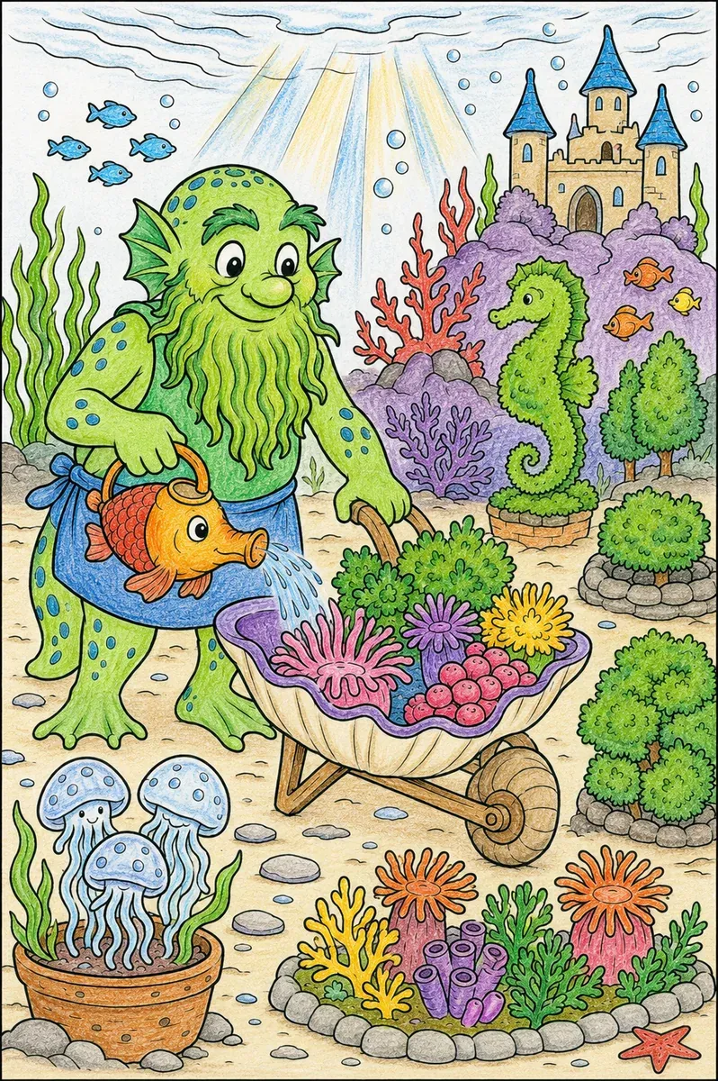水精在他的海底花园里园艺