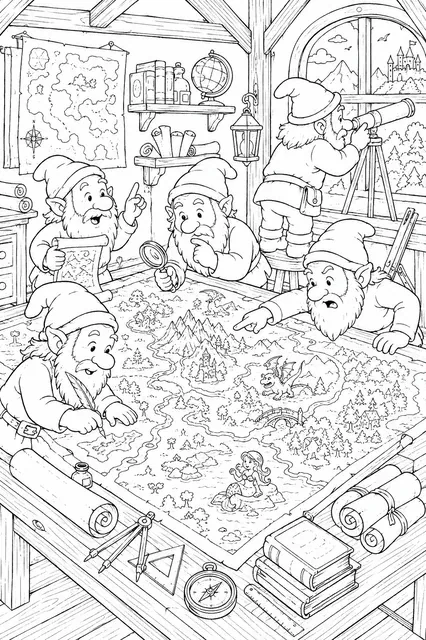 Dwarves Mapping the Entire Mythical Kingdom for the Grand Map