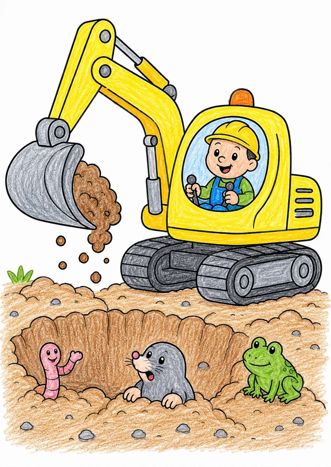 Bagger gräbt ein großes Loch