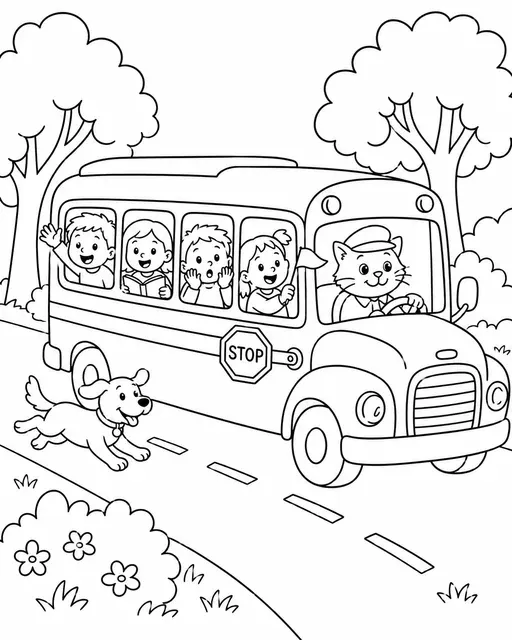 载着快乐孩子们的校车