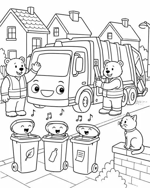 Müllwagen und die singenden Mülltonnen