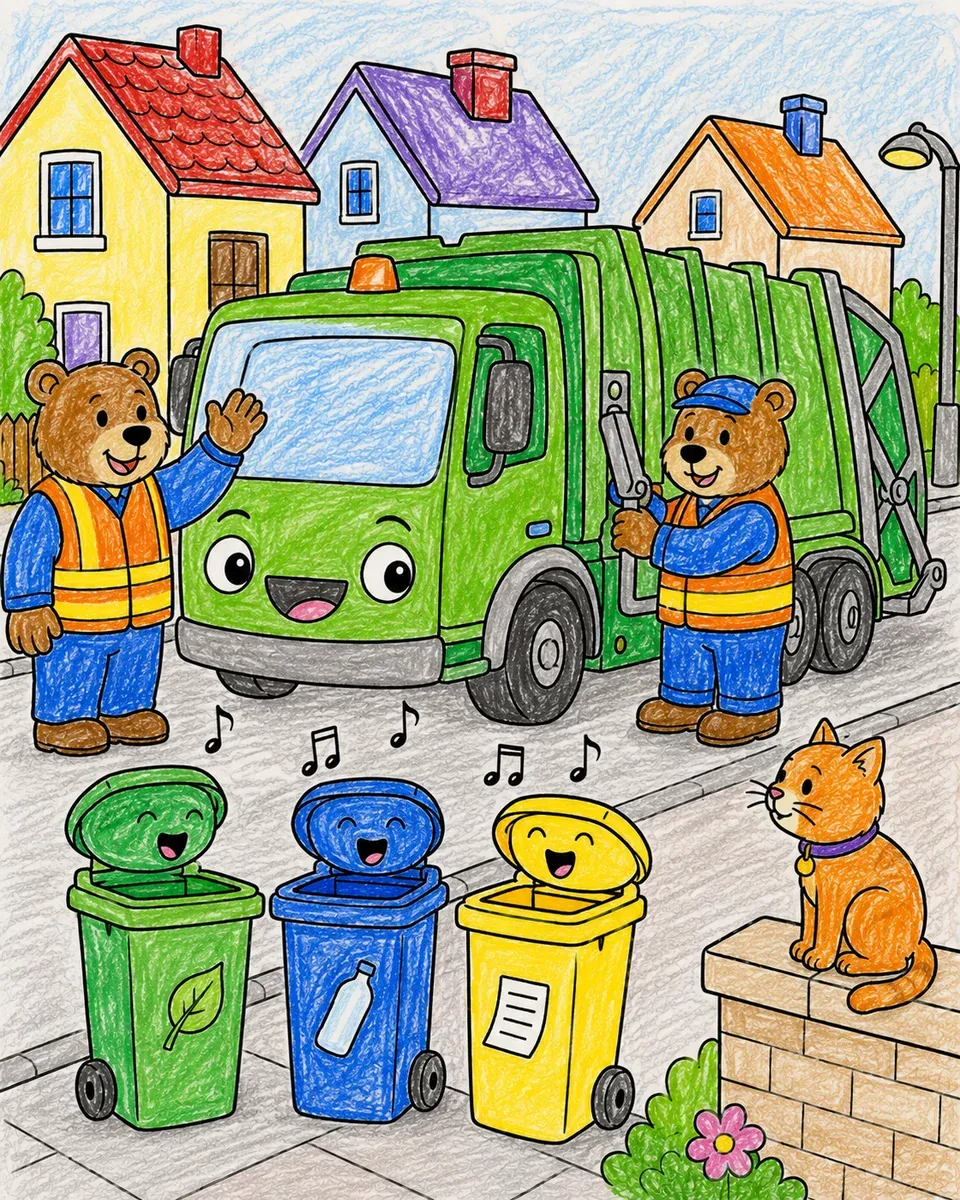 Müllwagen und die singenden Mülltonnen
