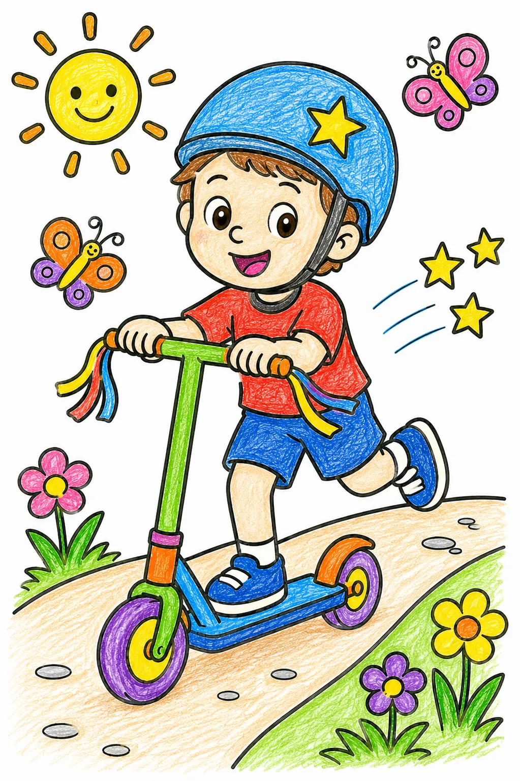 Das Kind auf dem Roller